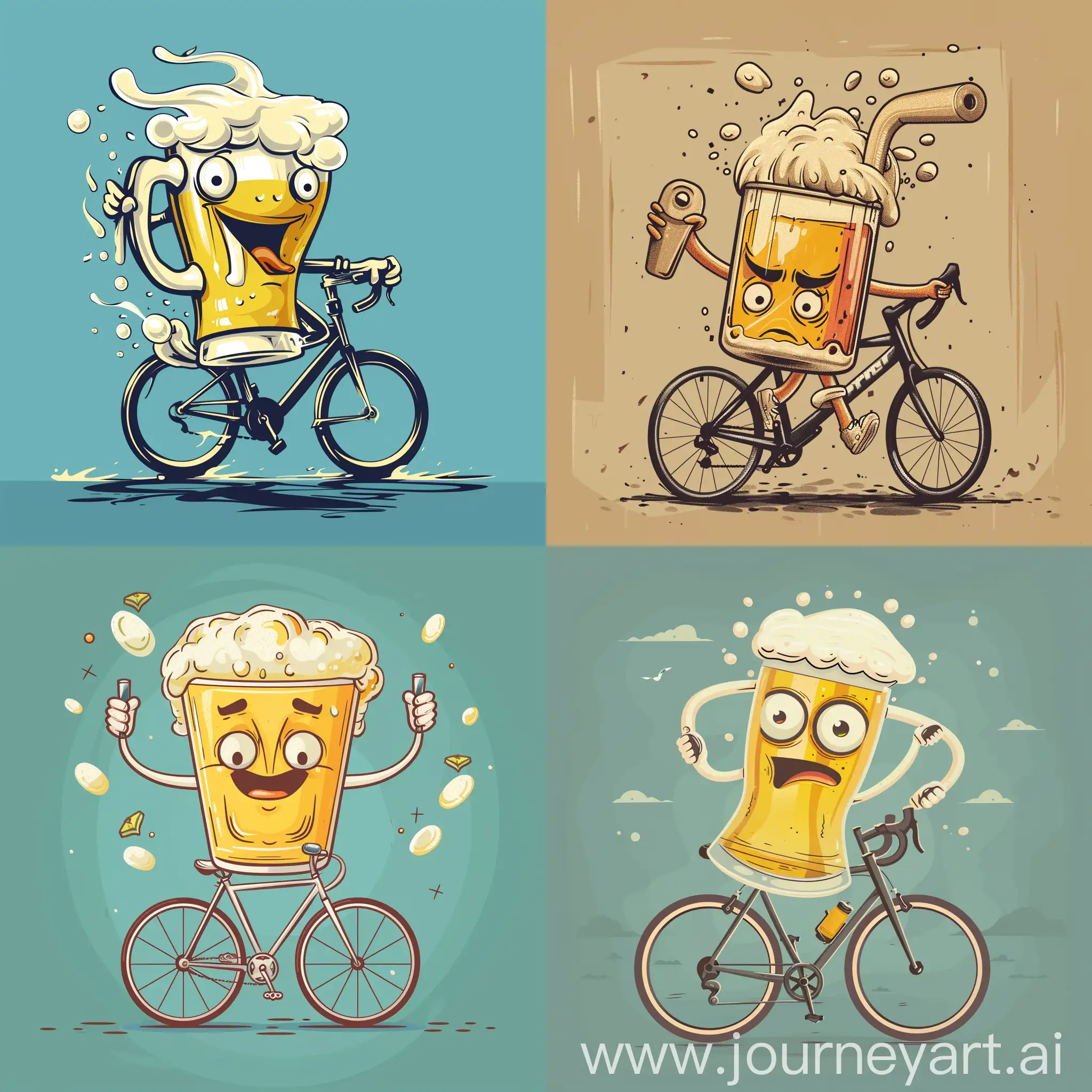 Animated-Beer-Mug-Cycling-on-a-Cartoon-Road