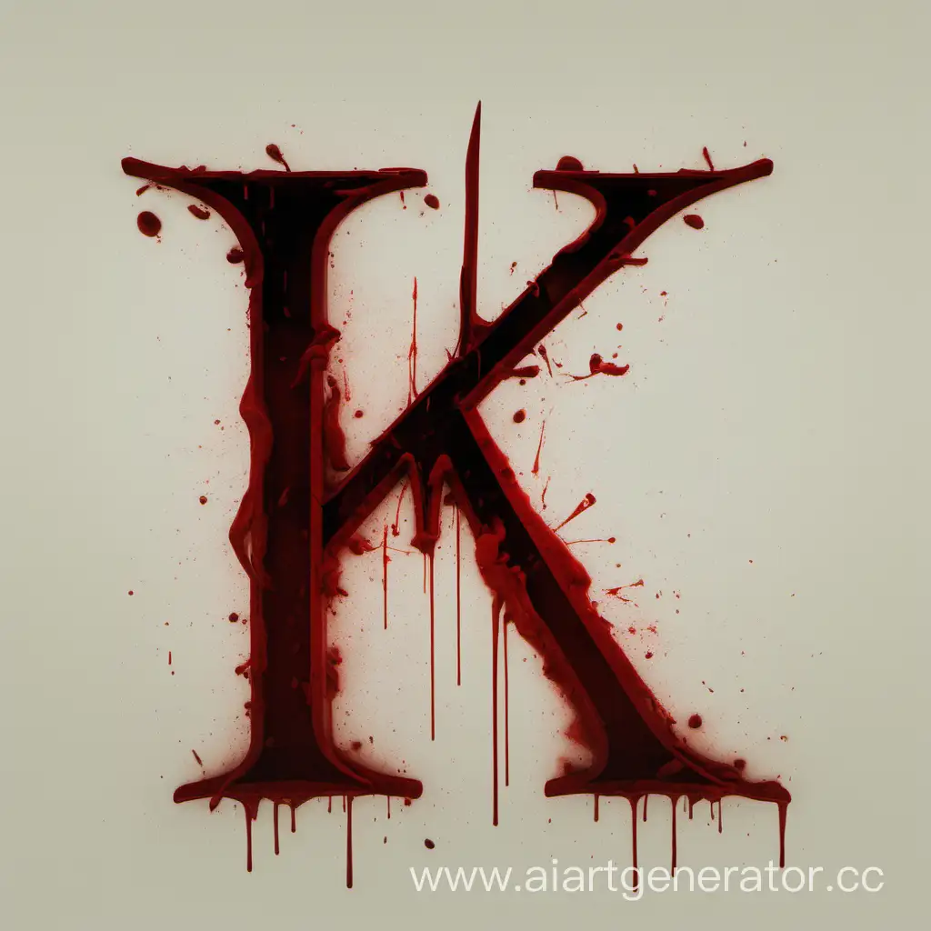 буква К в центре фото, обведенная кроваво красный кругом на темном фоне