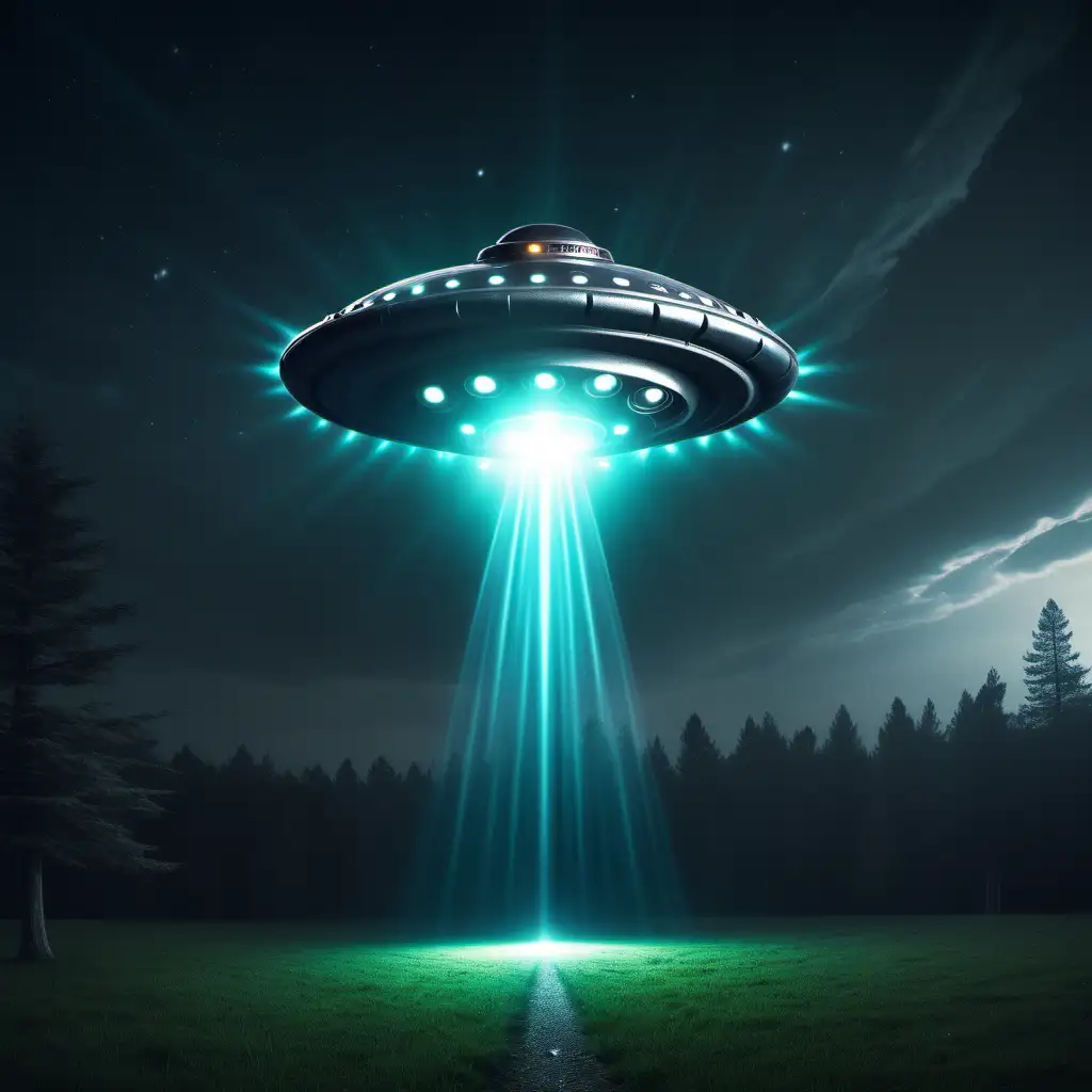 Playful UFO with Whimsical Abduction Beam