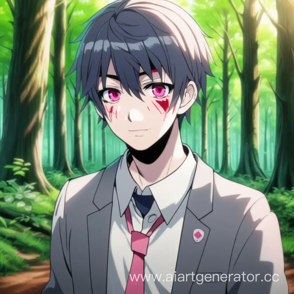 The yandere guy Loving look in the forest 