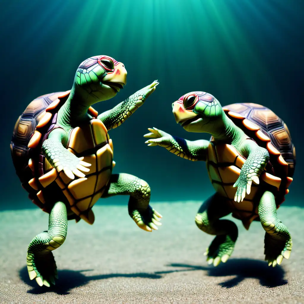 Vibrant Dance of Colorful Turtles in Nature