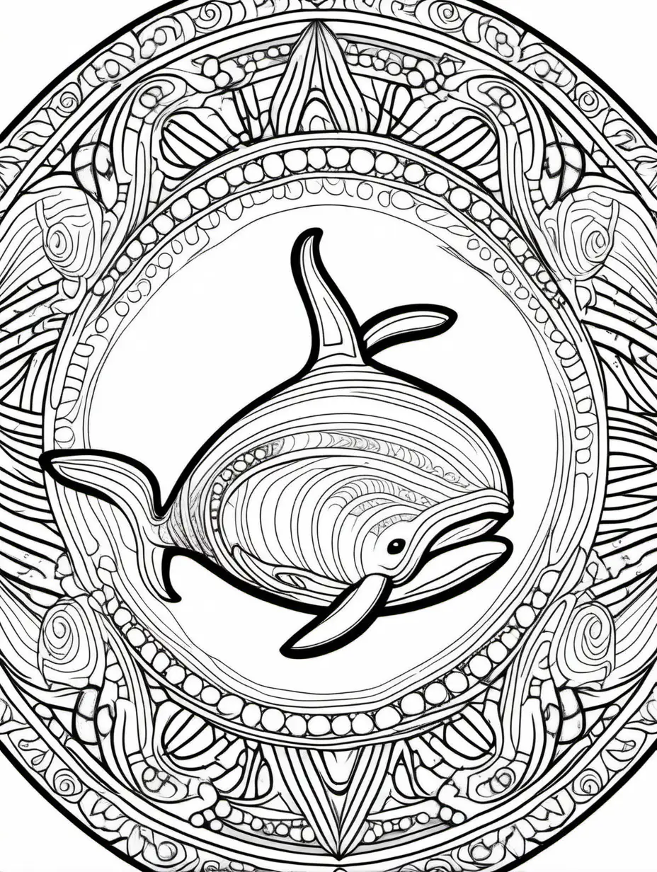 Mandala Whales Coloring Page for Children
