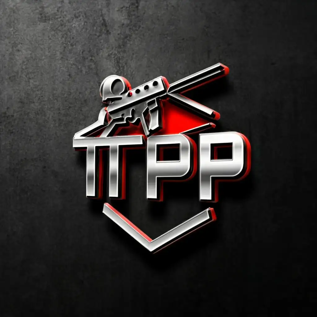 a logo design,with the text "TPP", main symbol:PUBG, BGMI ,  3D , gunman, sniper, gaming,Moderate,be used in Entertainment industry,clear background