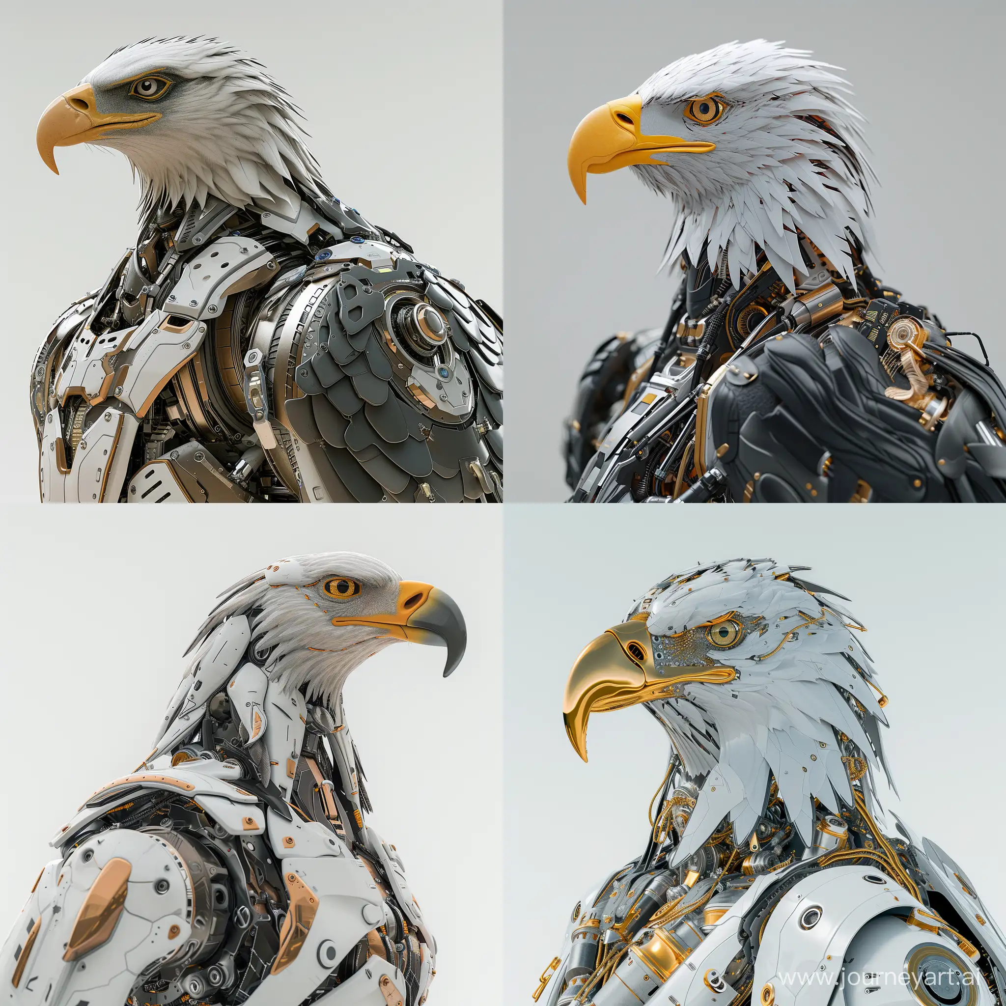 Detailed eagle robot 4d style realism, hyper detail, 16k
