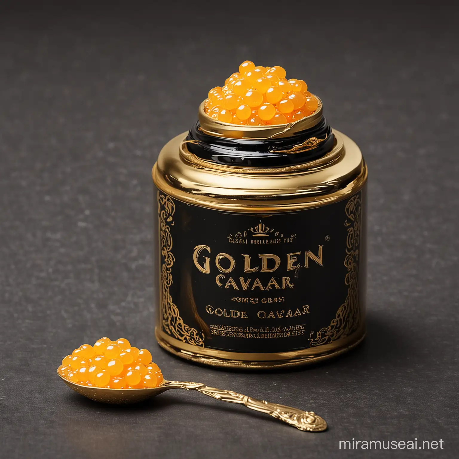 Luxurious Golden Caviar on Elegant Display