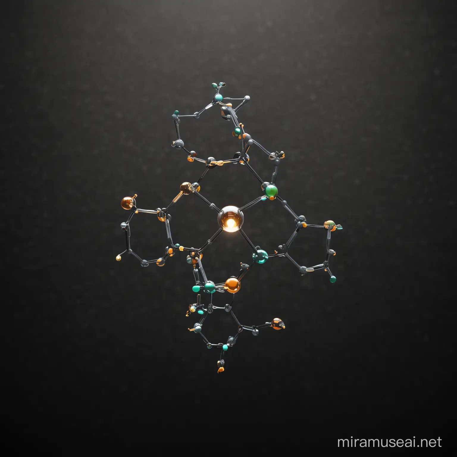 one light molecule in the middle of black background