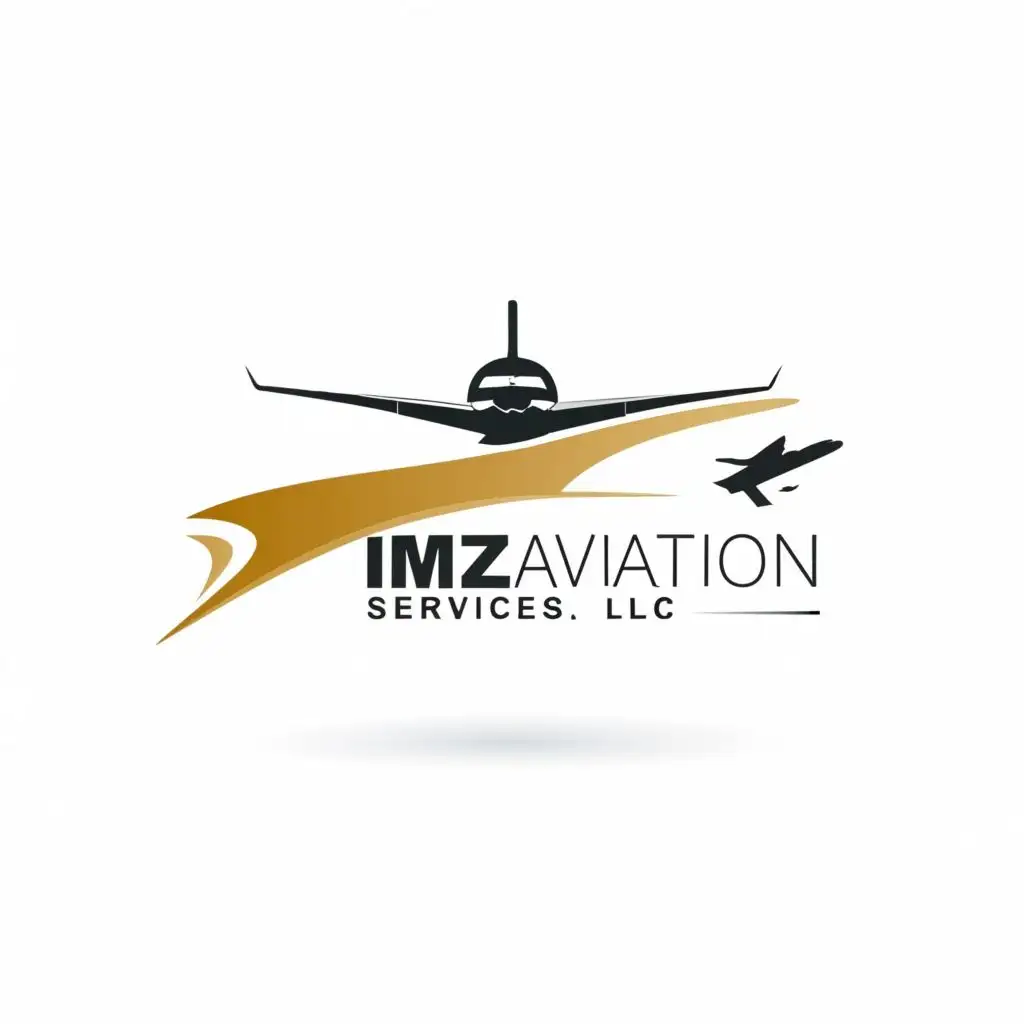 logo, Airplane white background, with the text "IMZ Aviation Services LLC", typography, be used in Travel industry