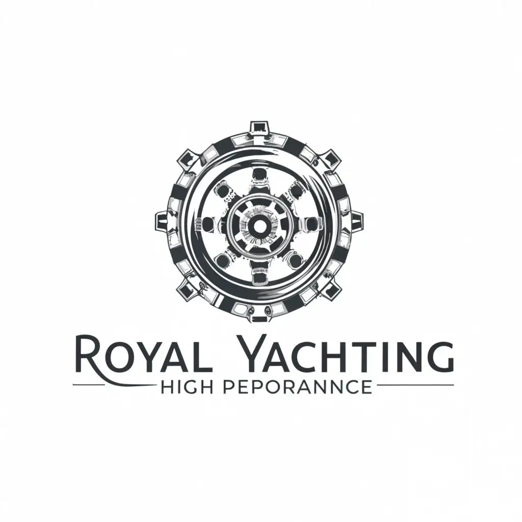 a logo design,with the text "Royal Yachting", main symbol:yacht engine inside the logo, no background