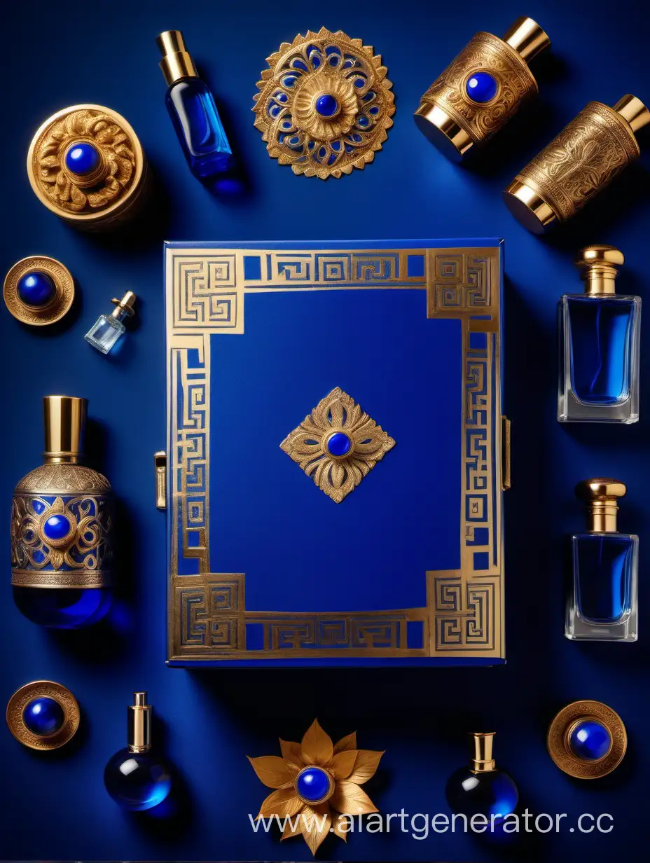 Luxurious-Greekinspired-Perfume-Flatlay-with-Royal-Blue-Accents