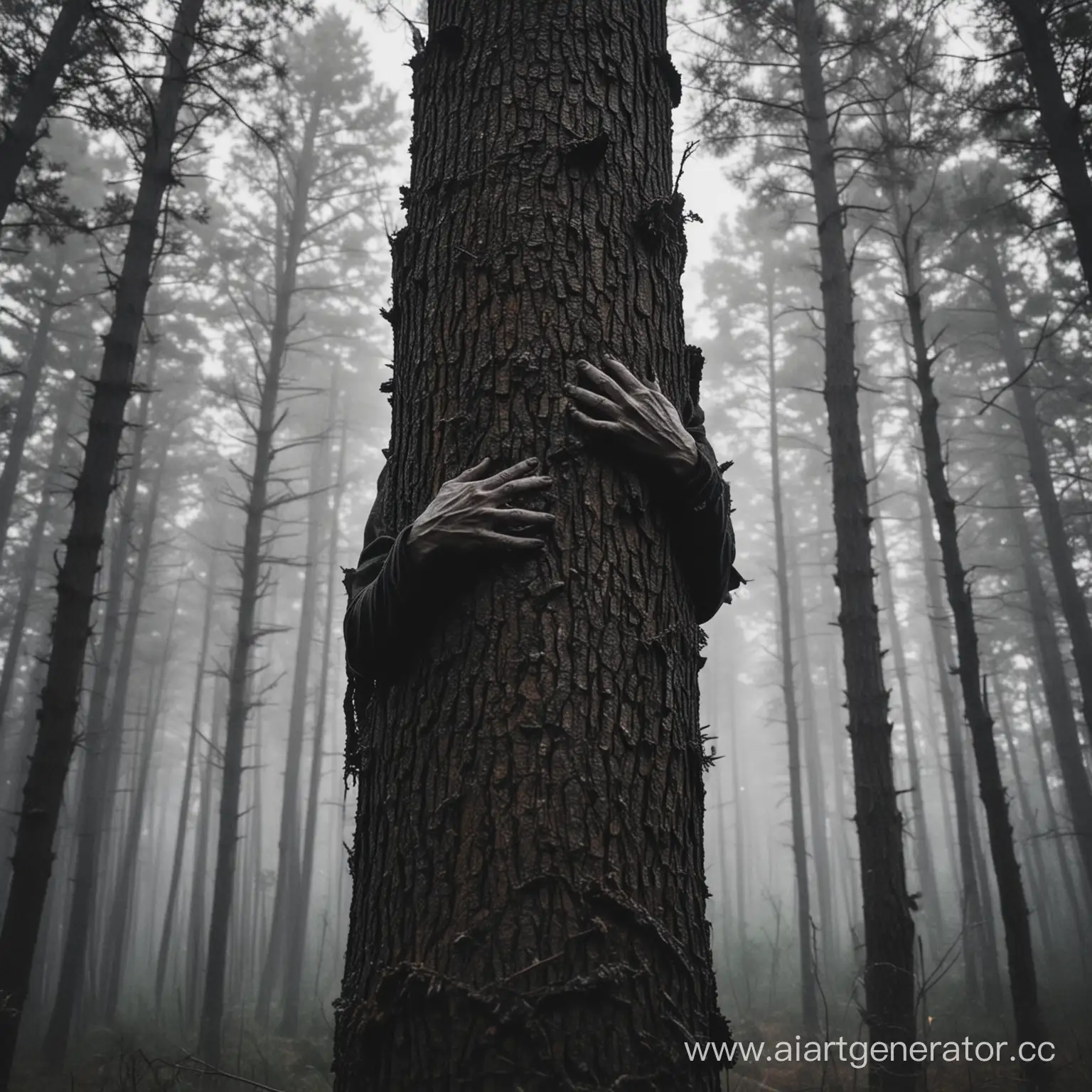 Sinister-Figure-in-Woods-with-Gleaming-Eye-and-Outstretched-Hands