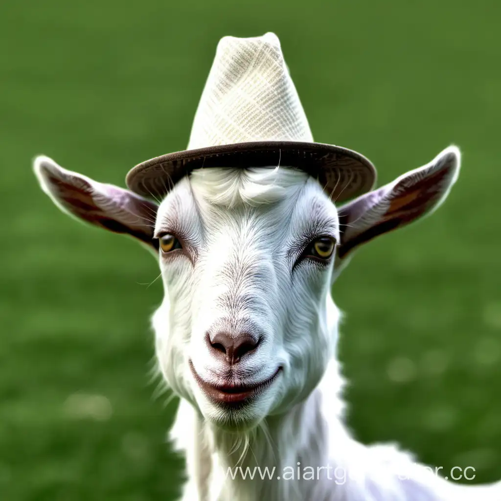 Adorable-Goat-Wearing-a-Colorful-Hat