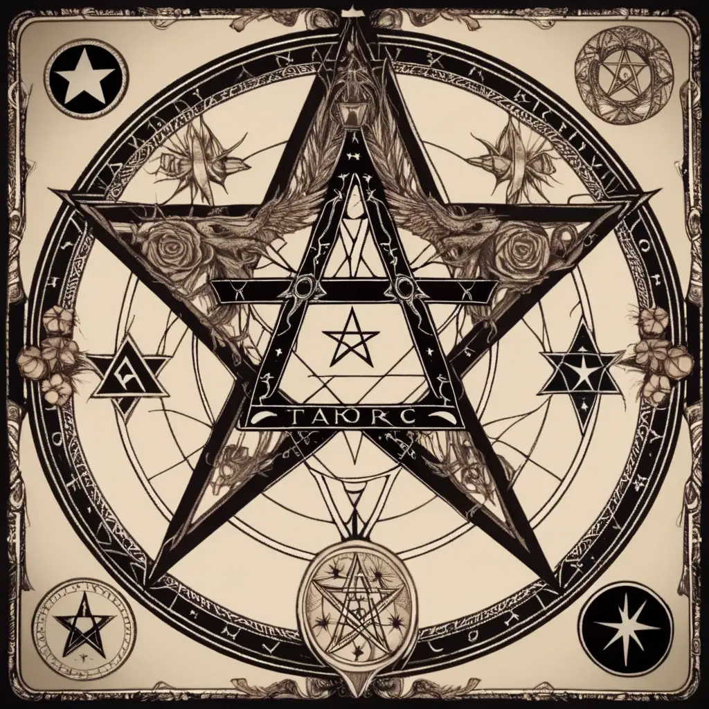 Mystical Tarot Pentagram Reading with Cosmic Symbols
