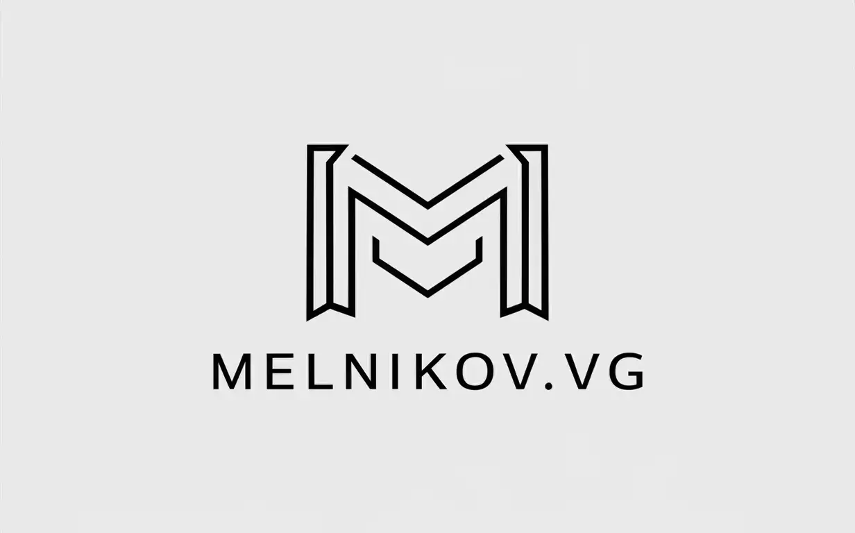 Аналог логотипа "Melnikov.VG", чистый задний белый фон