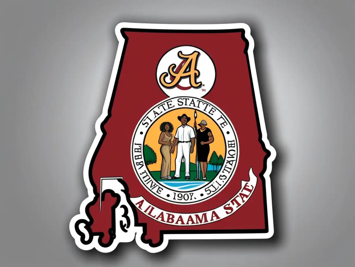 Vibrant Alabama State Stickers Expressing Local Pride with Colorful Designs
