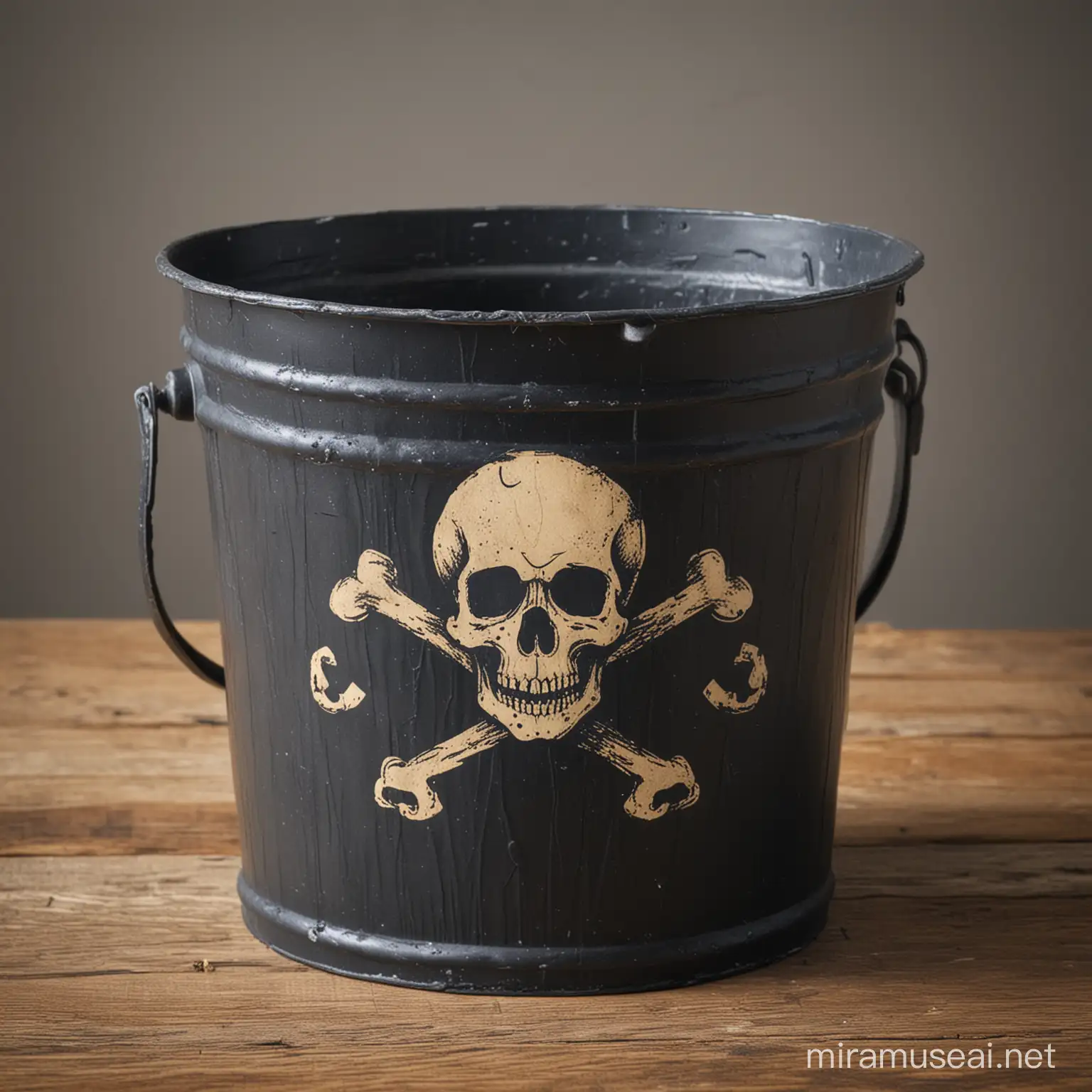 bucket with skull and bones
