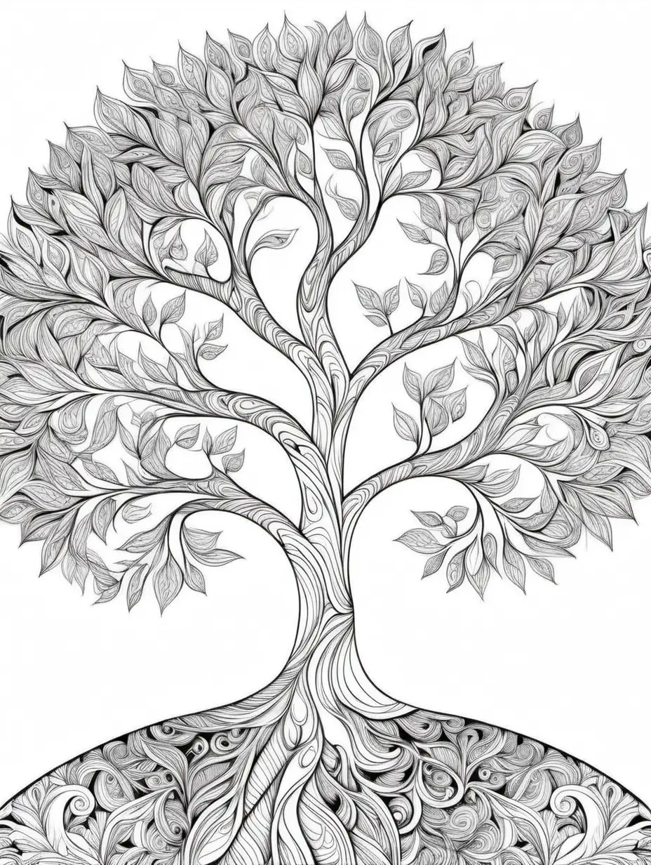 Therapeutic Adult Coloring Serene Trees for Stress Relief