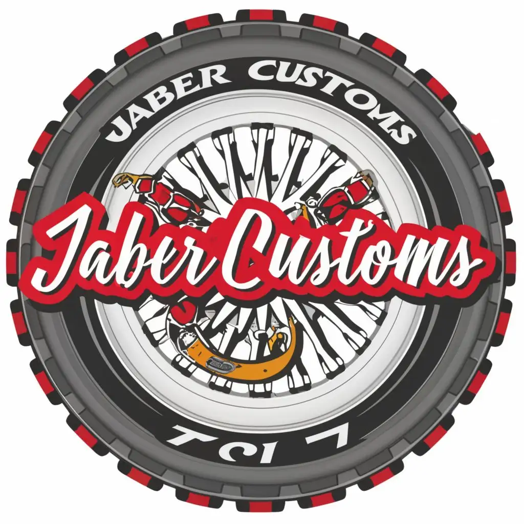 logo, tire, with the text "Jaber Customs", typography, be used in Automotive industry