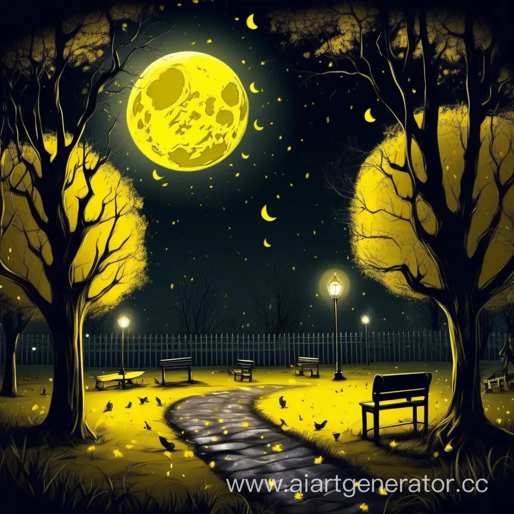 Enchanting-Night-in-the-Park-under-the-Incomplete-Yellow-Moon