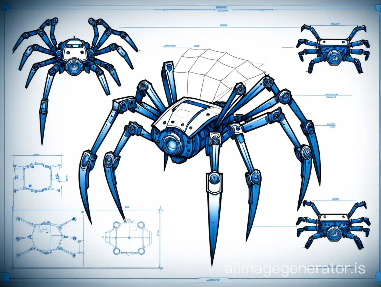 blueprint of case for robot spider with 6 paws