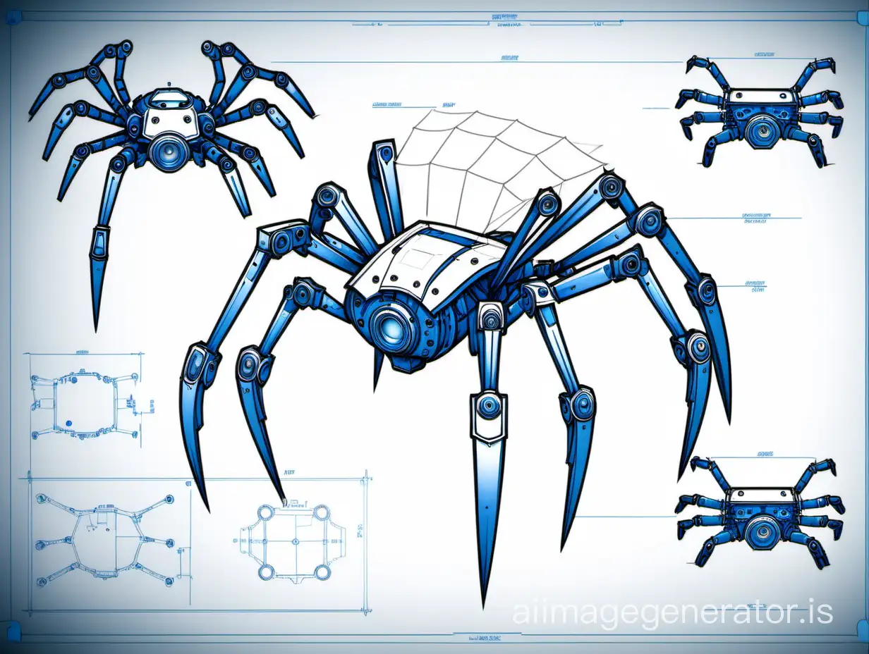 Mechanical-Blueprint-Robot-Spider-with-Six-Paws