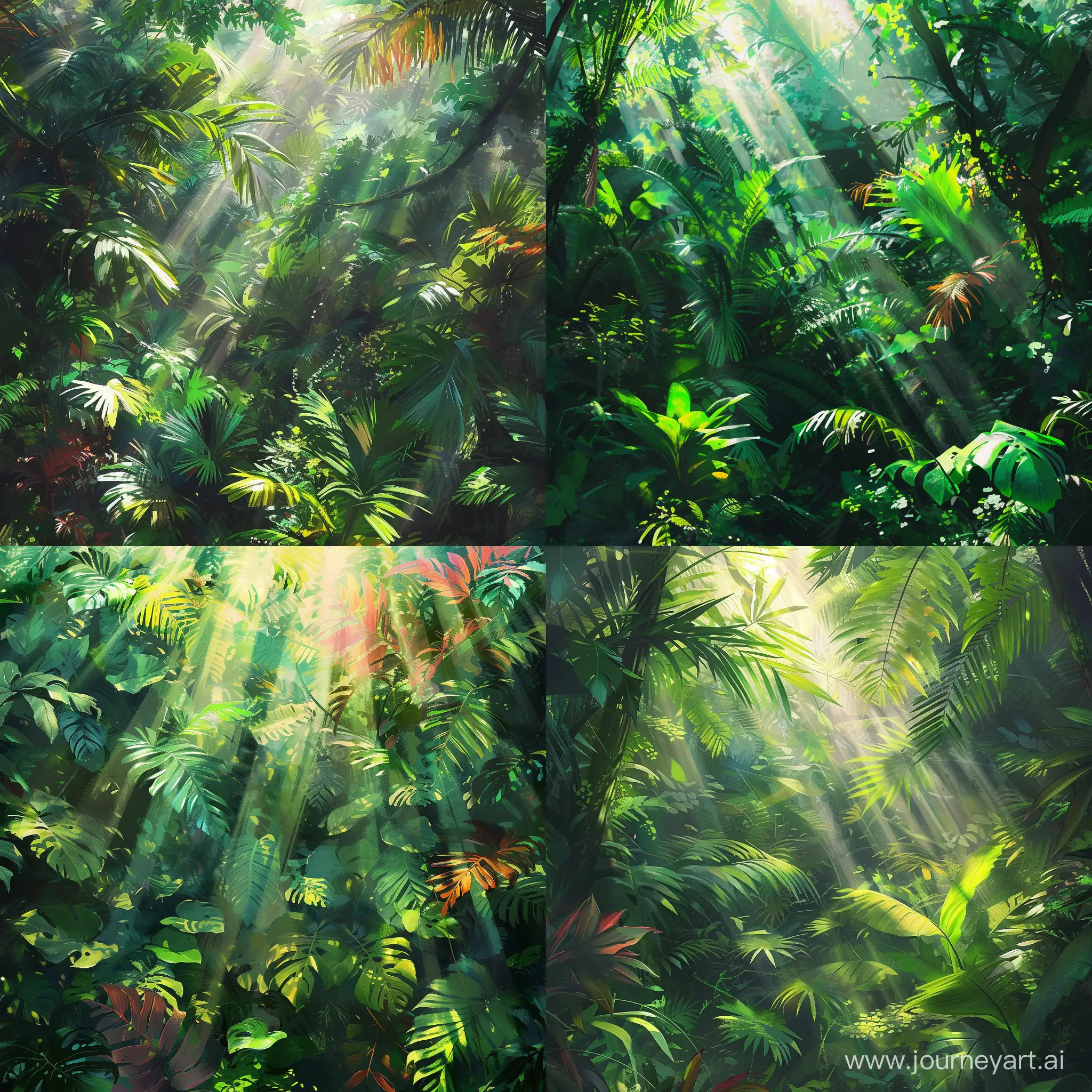 Lush-Green-Jungle-with-Playful-Sunlight-Patterns