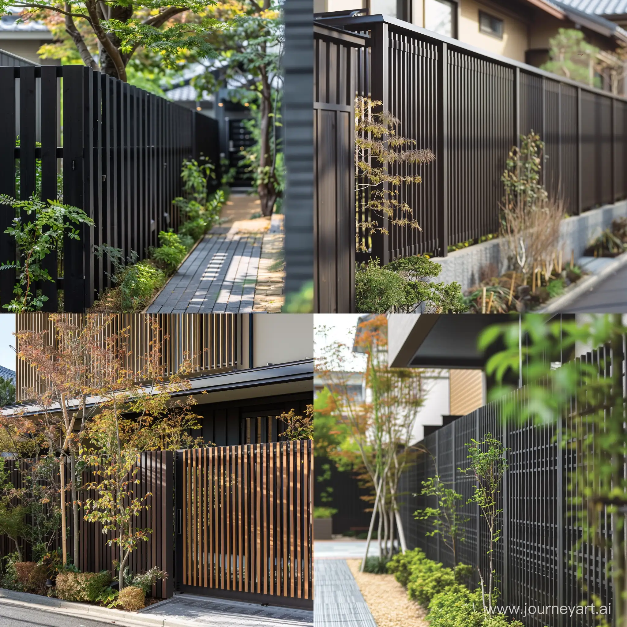 Japanese-Modern-Fence-Tranquil-Zen-Garden-with-Bamboo-and-Stone-Pathway