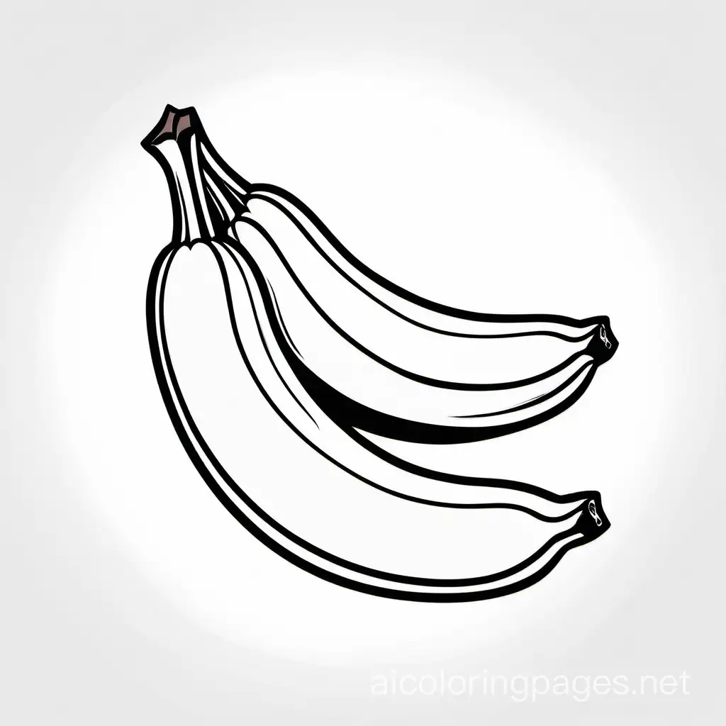 Banana bold ligne and easy  with white backround, Coloring Page, black and white, line art, white background, Simplicity, Ample White Space. The background of the coloring page is plain white to make it easy for young children to color within the lines. The outlines of all the subjects are easy to distinguish, making it simple for kids to color without too much difficulty