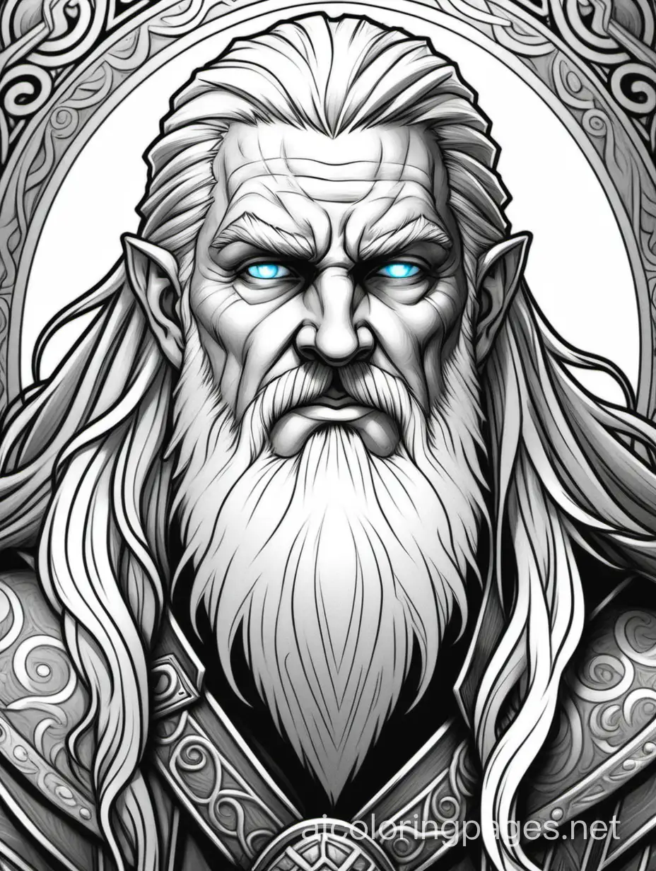 Detailed-Coloring-Page-of-a-Male-Druid-Portrait-on-White-Background