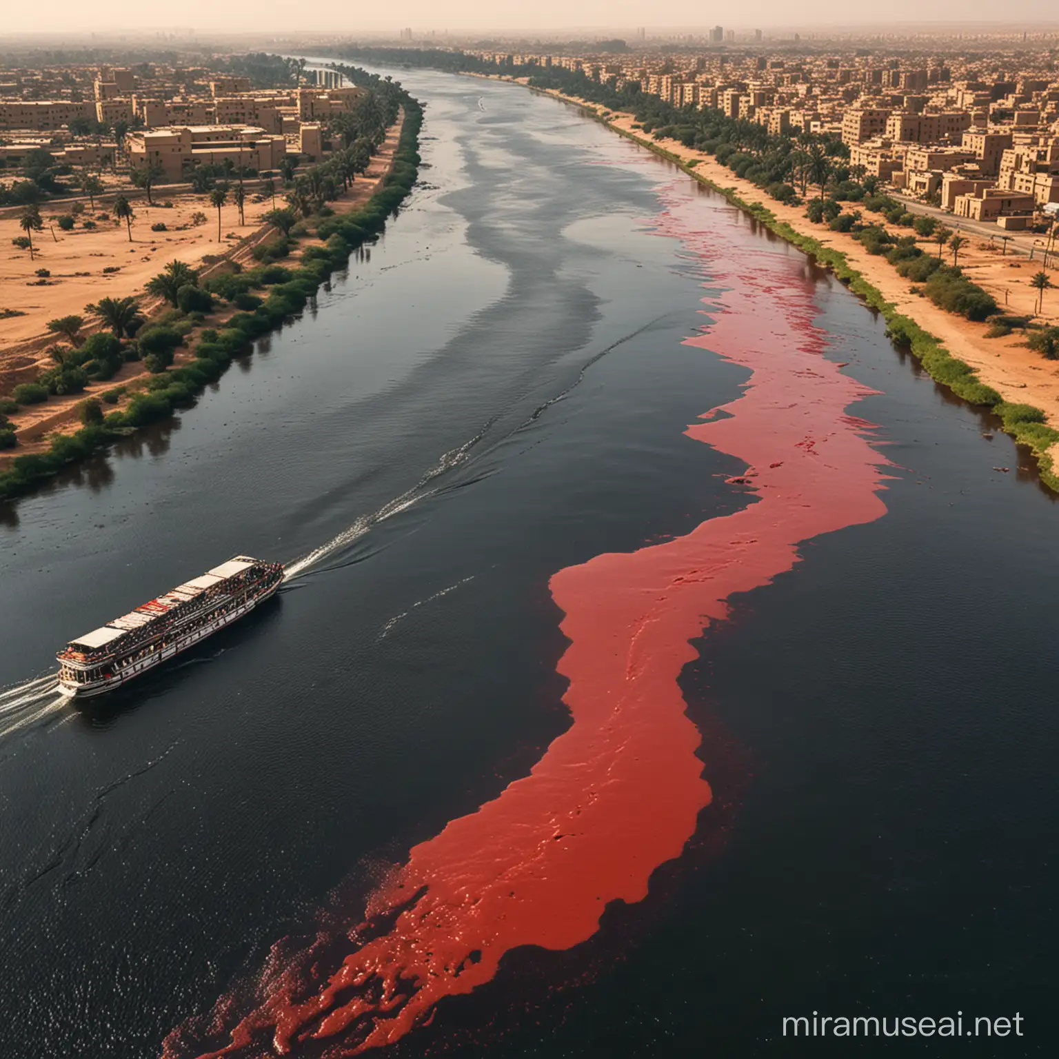 the nile river with blood
