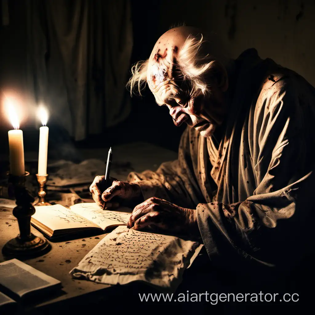 Elderly-Man-Writing-a-Candlelit-Memoir-in-a-Dilapidated-Room