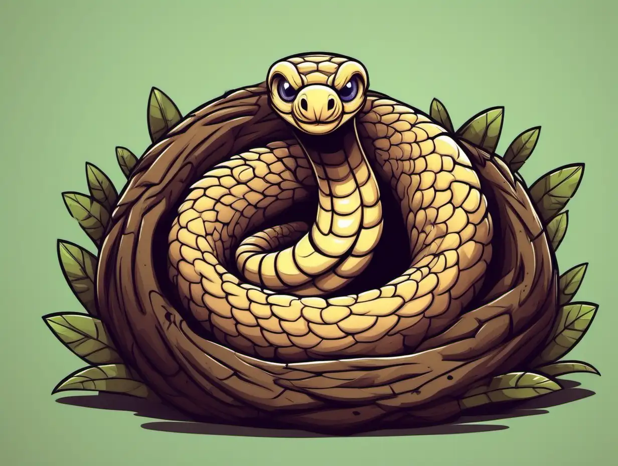 Adorable Cartoon King Cobra Nesting