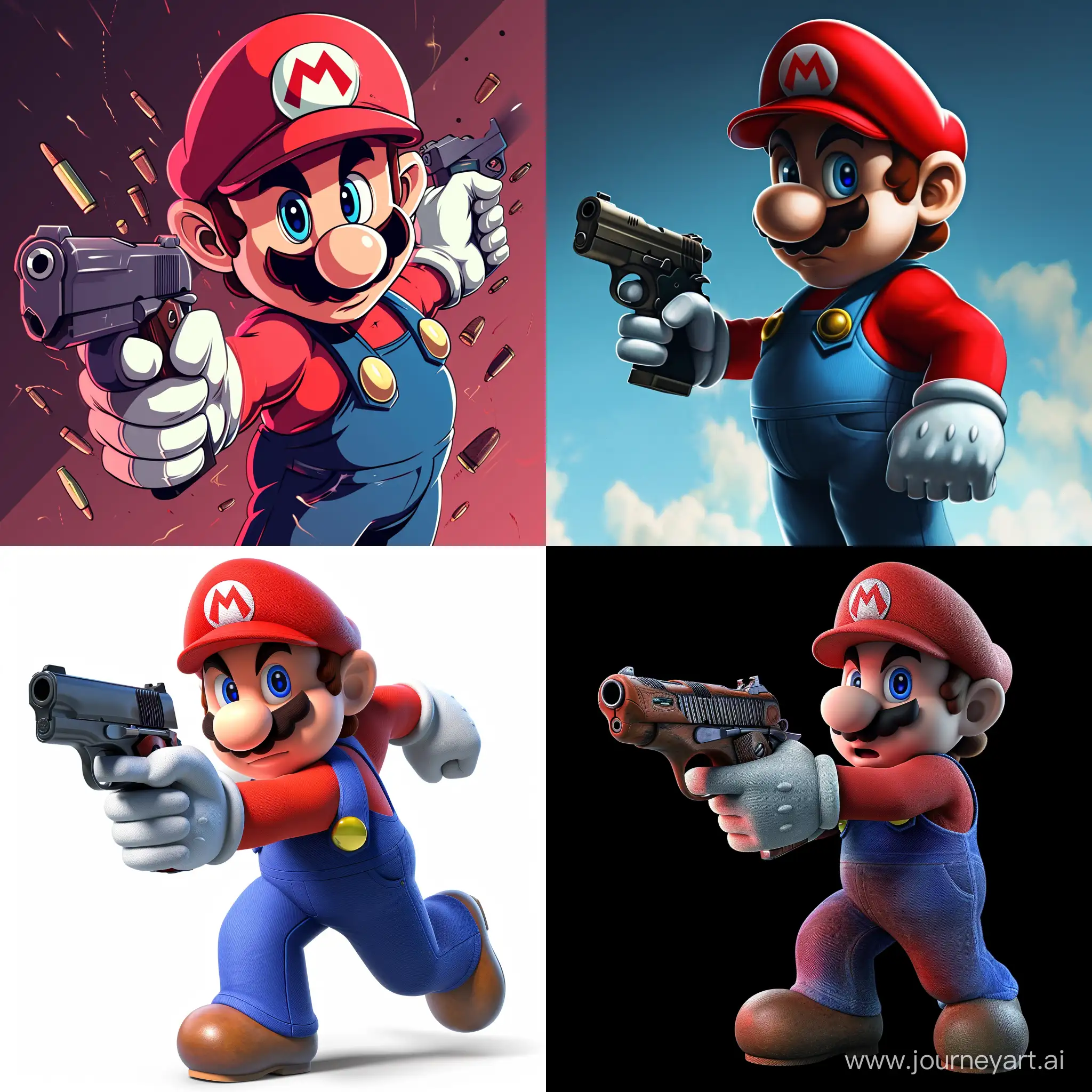 Mario-Armed-with-a-Gun-in-Pixel-Art-Style