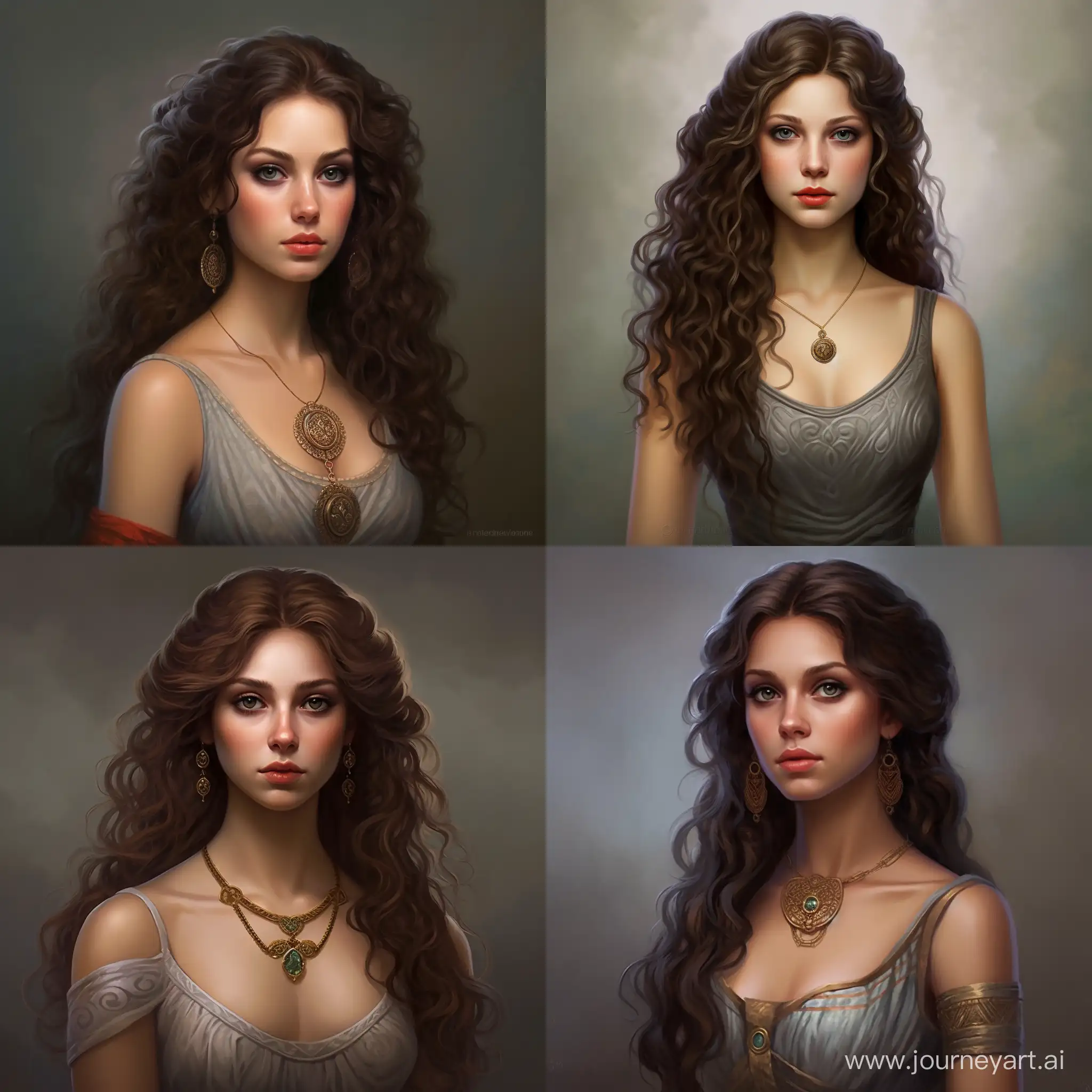 Beautiful ancient greek
woman in her 20s photorealistic portrait

