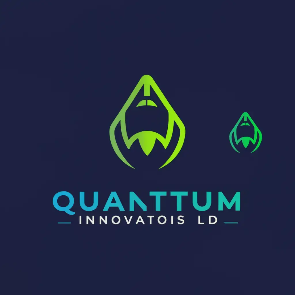 a logo design,with the text " Quantum Innovations Ltd.", main symbol:“BeyondBoundaries, Into Quantum Horizons”,DeepBlue, Electric Green, Metallic Silver,Moderate,clear background
