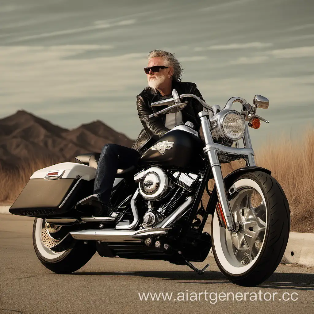 portrait of a sensitive pragmatic client that likes riding Harley-Davidson's bikes