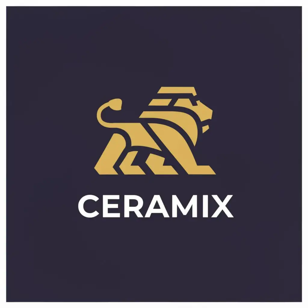 a logo design,with the text "Ceramix", main symbol:Lion,Minimalistic,be used in Construction industry,clear background