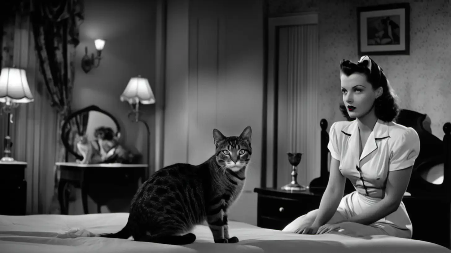 Noir Feline Intrigue 1940s Cats in a Detective Drama