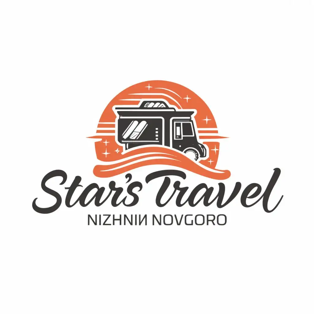 a logo design,with the text "Star's Travel NIZHNIY NOVGOROD", main symbol:a mobile home,complex,be used in Travel industry,clear background