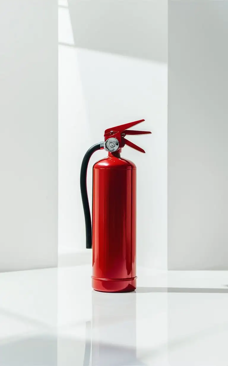 Bright-Red-Fire-Extinguisher-on-a-Pristine-White-Background