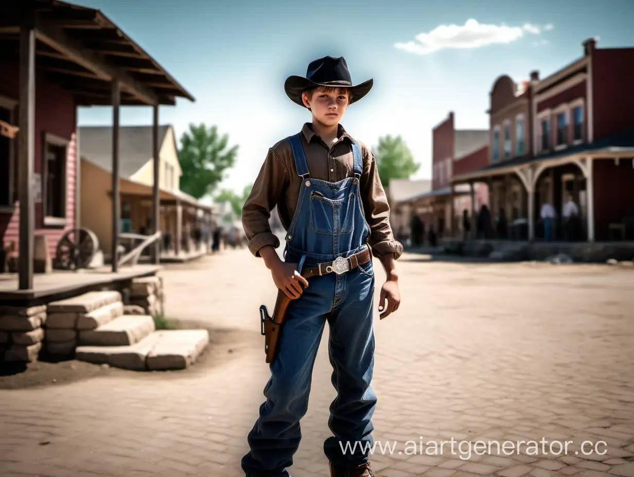 Young-Cowboy-with-Pistol-in-Village-Square