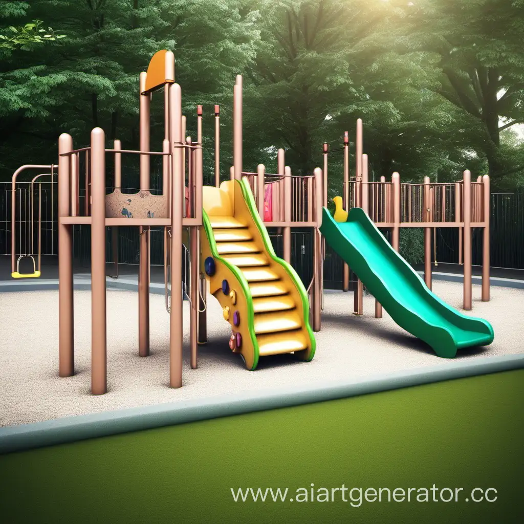 Vibrant-Childrens-Playground-Fun-with-Swings-and-Slides