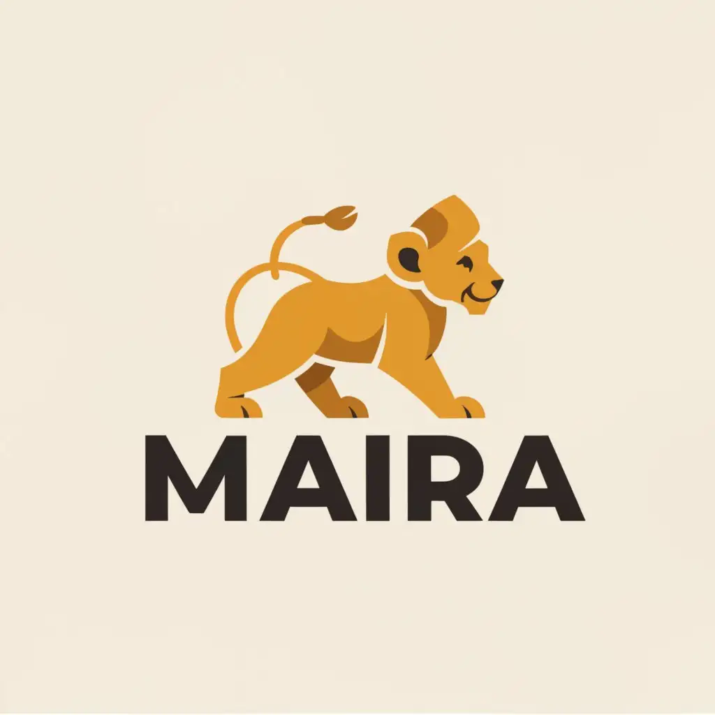 a logo design,with the text "Maira", main symbol:baby lion,Moderate,clear background