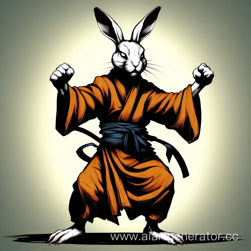 Martial-Arts-MonkRabbit-Mastering-a-Formidable-Fighting-Stance