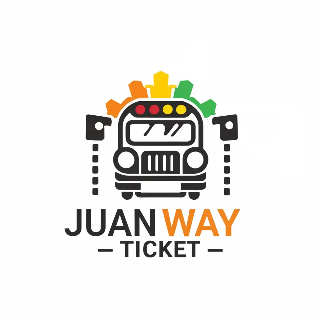 a logo design,with the text "Juan Way Ticket", main symbol:jeepney
traffic light
ticket,complex,be used in Technology industry,clear background