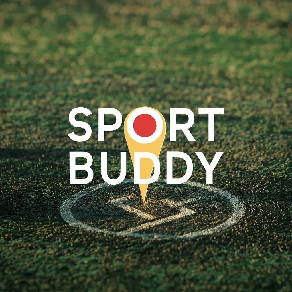 logo, Field with a map and a pin, with the text "SportBuddy", typography, be used in Sports Fitness industry