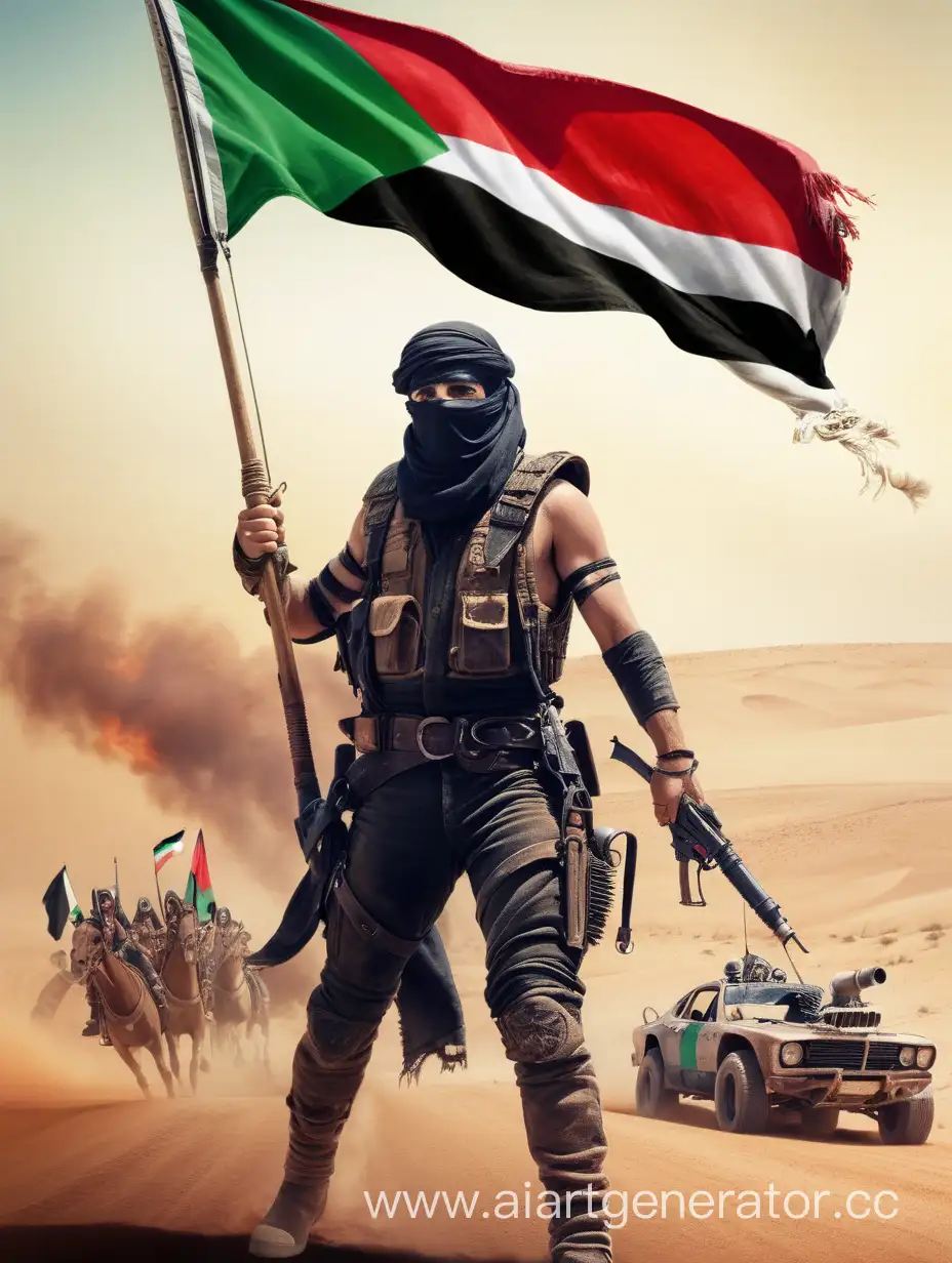 victory of muslims over jews,mad max, palestine flag