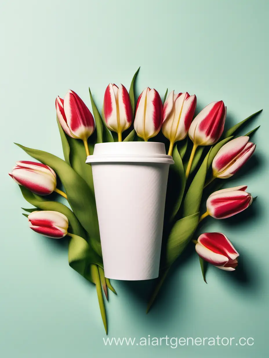 Elegant-Tulip-Surrounding-a-White-Paper-Coffee-Cup