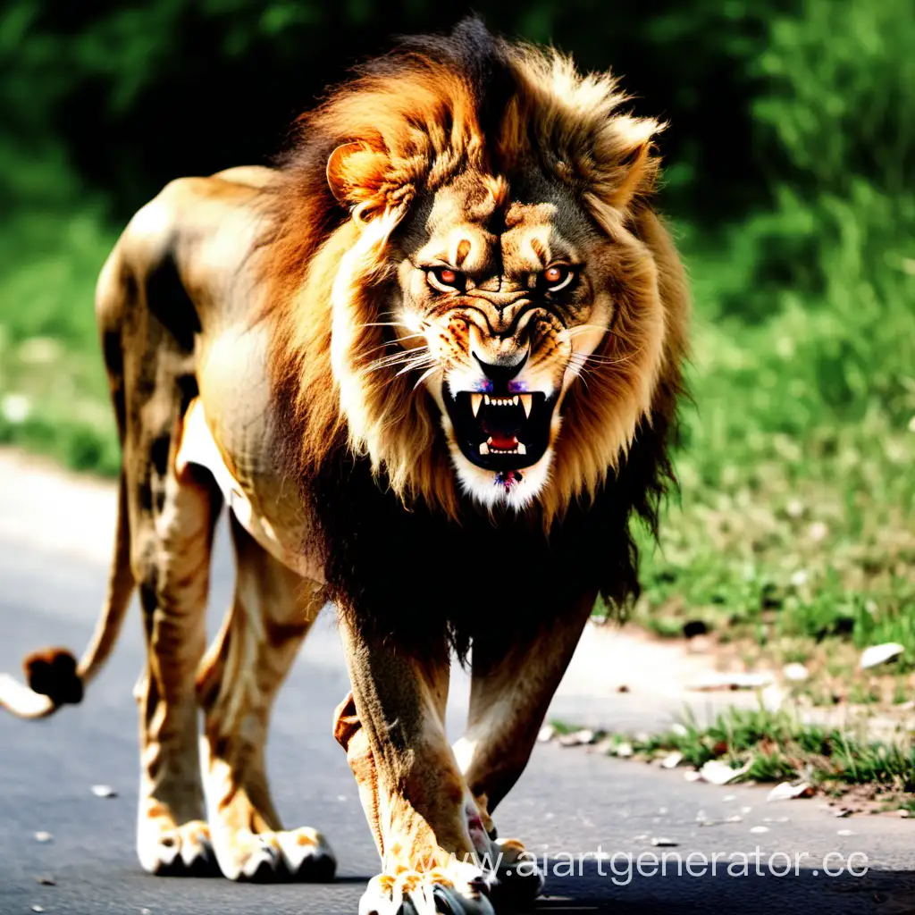 Ferocious-Rabid-Lion-Roaring-in-Fury