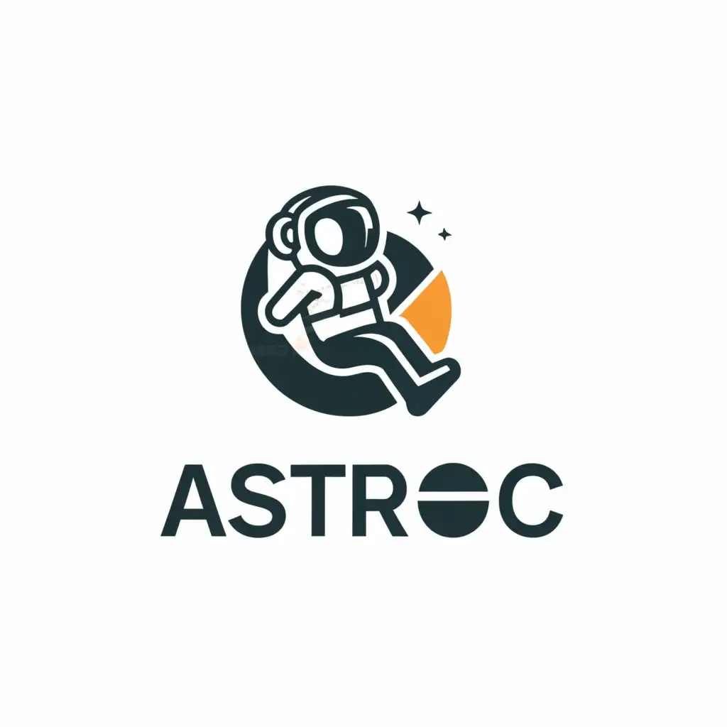 a logo design,with the text "AstroC", main symbol:an astronaut sitted in a C like seat while resembling the c# , c++ , c logos,Minimalistic,clear background