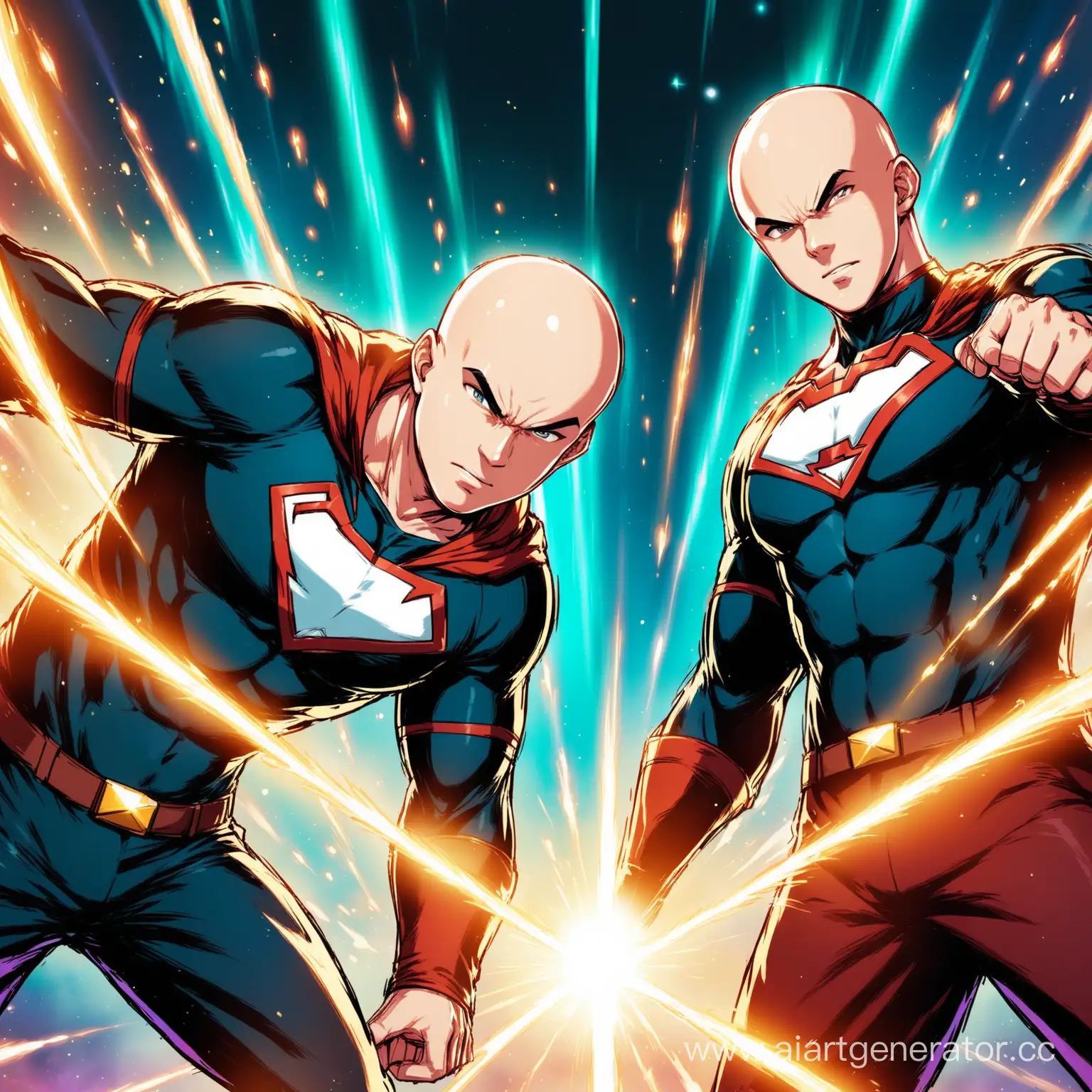 Bald-Superpowered-Brothers-Shooting-Eye-Beams-in-Gamer-Environment